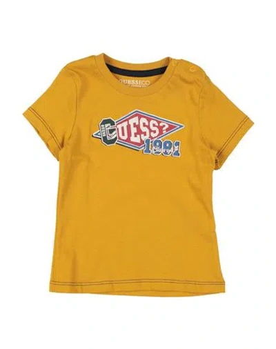 Guess Eco Newborn Boy T-shirt Marigold Size 3 Cotton In Yellow