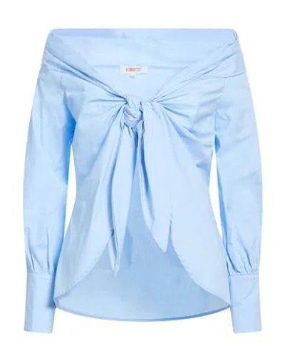 Kontatto Woman Shirt Sky Blue Size 6 Cotton, Elastane In Blue