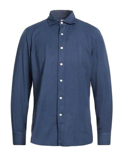 Finamore 1925 Man Shirt Navy Size 16 ½ Cotton In Blue