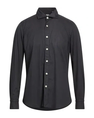 Finamore 1925 Man Shirt Black Size 17 Cotton, Polyester, Elastane In Black