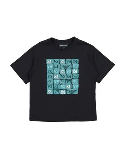 Emporio Armani Toddler Boy T-shirt Midnight Blue Size 6 Cotton In Black