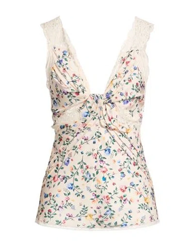 Rabanne Woman Top Beige Size 10 Recycled Polyester In Multi