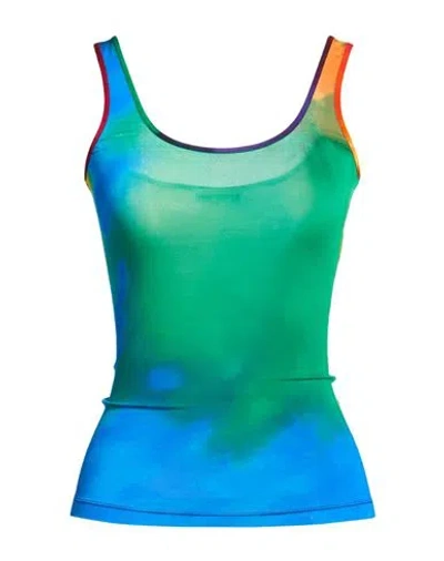 Rabanne Woman Tank Top Blue Size 2 Cupro, Elastane In Multi