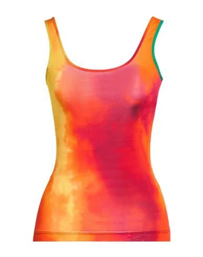Rabanne Woman Tank Top Orange Size 4 Cupro, Elastane In Orange