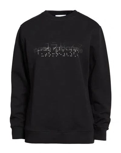 Rabanne Woman Sweatshirt Black Size L Cotton, Polyester In Black