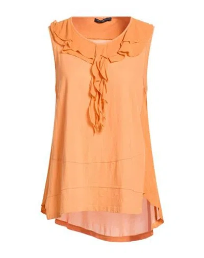 High Use Woman Top Orange Size L Cotton, Linen, Viscose In Orange