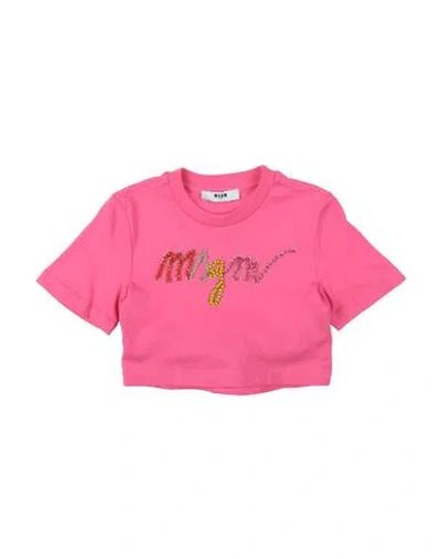 Msgm Toddler Girl T-shirt Fuchsia Size 4 Cotton In Pink