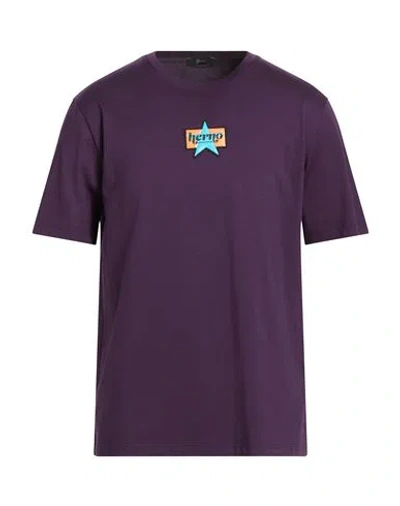 Herno Man T-shirt Plum Size 40 Cotton In Purple