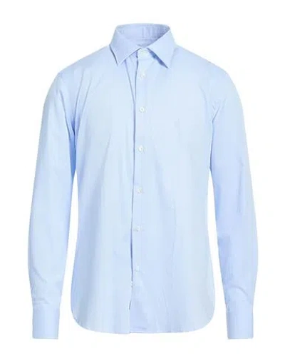Agho Man Shirt Sky Blue Size 16 Cotton In Blue