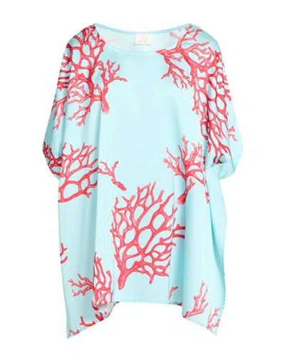 Gai Mattiolo Woman Top Turquoise Size 12 Viscose, Polyester In Blue