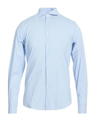 Liu •jo Man Man Shirt Light Blue Size 17 ½ Cotton, Polyamide, Elastane In Blue