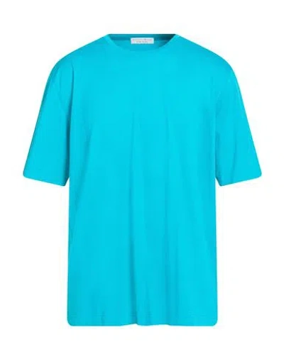 Filippo De Laurentiis Man T-shirt Turquoise Size 48 Cotton In Blue