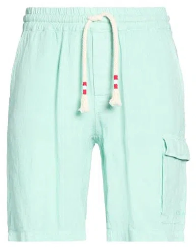 Mc2 Saint Barth Man Shorts & Bermuda Shorts Turquoise Size L Linen In Blue