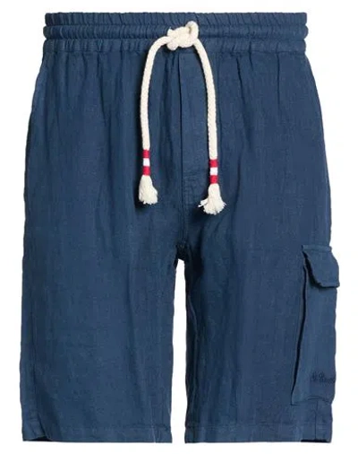 Mc2 Saint Barth Man Shorts & Bermuda Shorts Navy Size S Linen In Blue