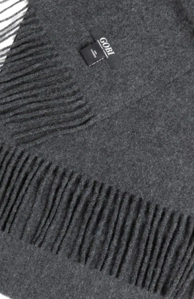 Gobi Mongolian Cashmere Cashmere Fringed Scarf In Gray