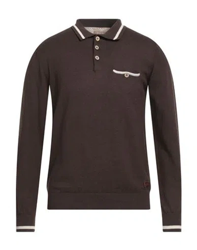 Yes Zee By Essenza Man Sweater Chocolate Brown Size 3xl Cotton, Wool In Brown