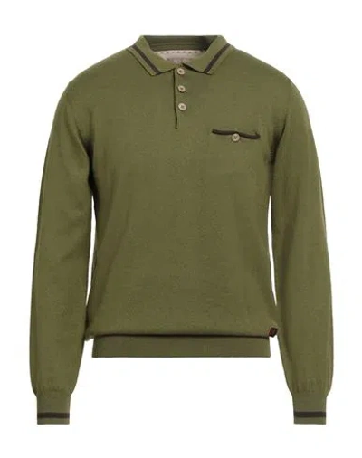 Yes Zee By Essenza Man Sweater Military Green Size Xl Cotton, Wool In Green