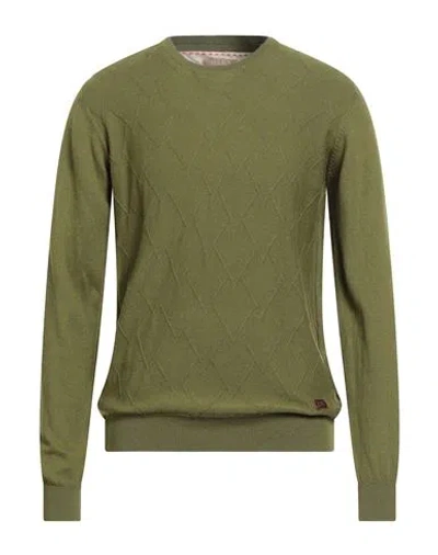 Yes Zee By Essenza Man Sweater Military Green Size 3xl Cotton, Wool In Green