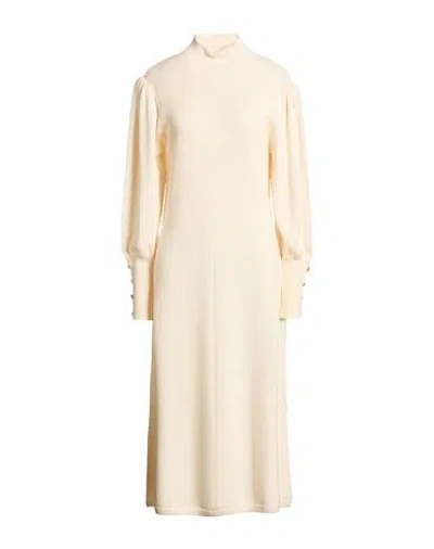 Luisa Spagnoli Woman Midi Dress Ivory Size L Virgin Wool In Neutral