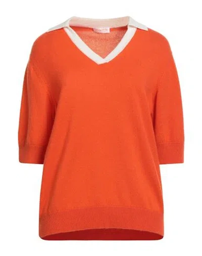 Lana D'oro Woman Sweater Orange Size 10 Cashmere In Orange