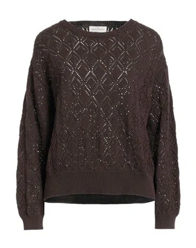 Bruno Manetti Woman Sweater Brown Size 14 Cotton In Brown