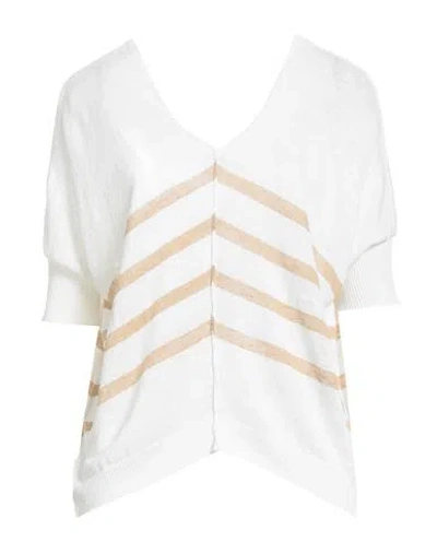 B.yu B. Yu Woman Sweater White Size S Linen, Polyamide In Multi