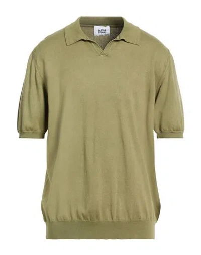 Alpha Studio Man Sweater Sage Green Size 48 Cotton In Green