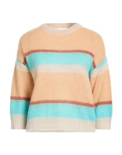 Iblues I Blues Woman Sweater Camel Size M Mohair Wool, Alpaca Wool, Polyamide In Neutral