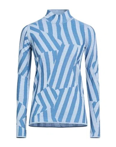 Kenzo Woman Turtleneck Slate Blue Size Xl Wool, Cotton, Polyamide In Blue