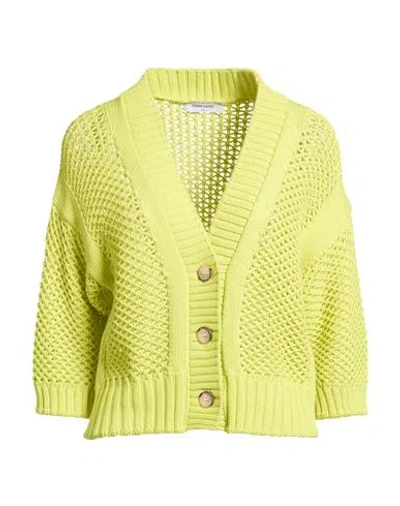Gran Sasso Woman Cardigan Lime Green Size 12 Cotton, Polyamide In Green