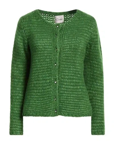 Croche Crochè Woman Cardigan Green Size S Merino Wool, Polyamide In Green