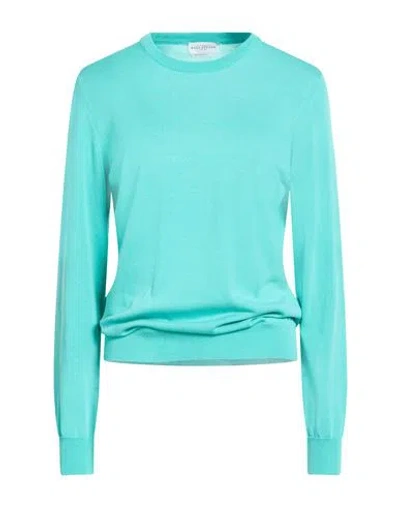Ballantyne Woman Sweater Turquoise Size 10 Silk, Cotton In Blue