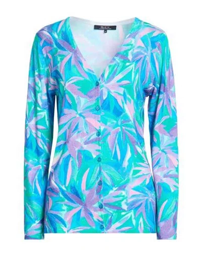 Blue Iv By Isabelle Van Den Abeele Woman Cardigan Azure Size 12 Viscose, Polyamide In Blue