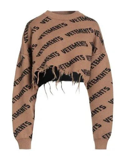 Vetements Woman Sweater Camel Size L Merino Wool In Nude
