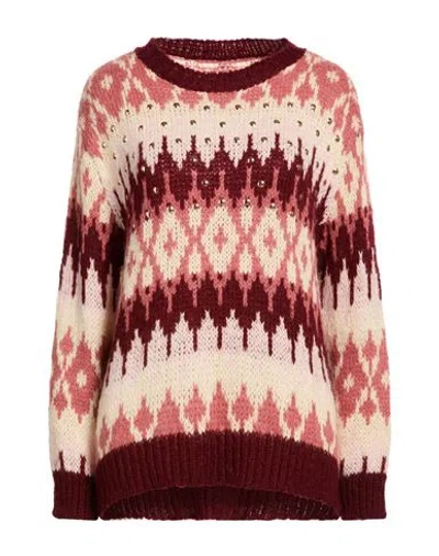 Dixie Woman Sweater Burgundy Size M Acrylic, Polyamide, Wool, Mohair Wool In Burgundy