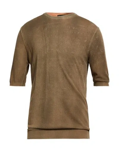En Avance Man Sweater Brown Size M Cotton In Brown