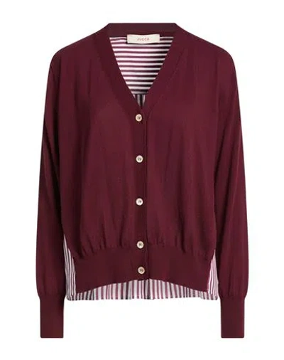 Jucca Woman Cardigan Burgundy Size L Cotton, Polyamide, Elastane In Burgundy
