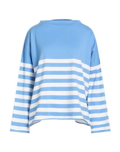 Be You By Geraldine Alasio Woman Sweater Azure Size L Cotton, Cashmere In Blue