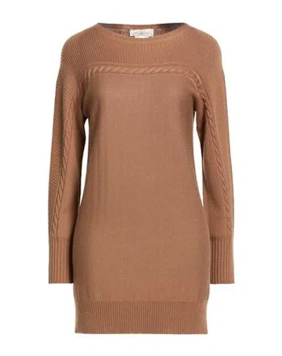 Corte Dei Gonzaga Woman Sweater Camel Size S Virgin Wool, Acrylic In Neutral