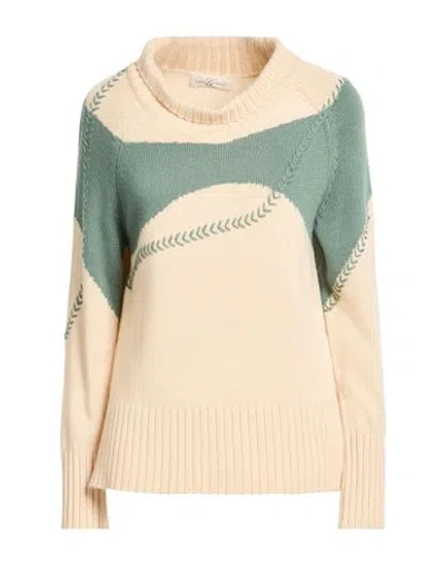 Corte Dei Gonzaga Woman Turtleneck Cream Size Xl Acrylic, Polyamide, Wool In Multi