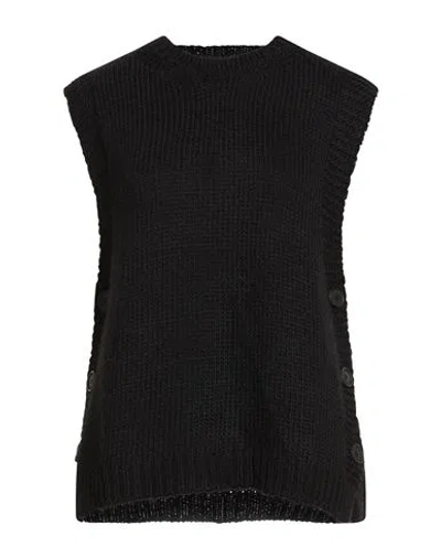 Angela Davis Woman Sweater Black Size M Acrylic, Polyester, Wool In Black