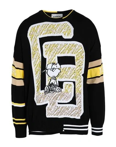 Iceberg Man Sweater Black Size 3xl Cotton In Black