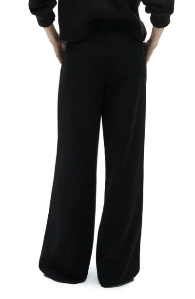 Mango Button Wide Leg Pants In Black