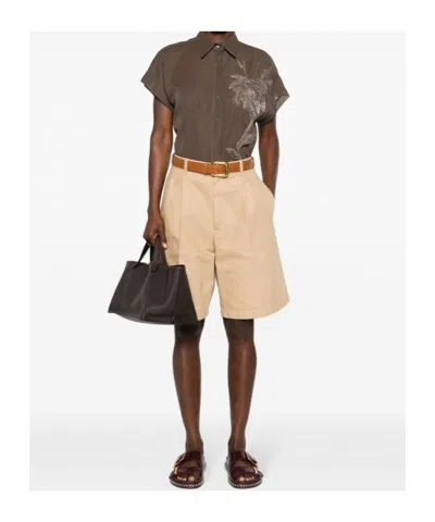 Brunello Cucinelli Motif-embroidered Semi-sheer Shirt In Brown