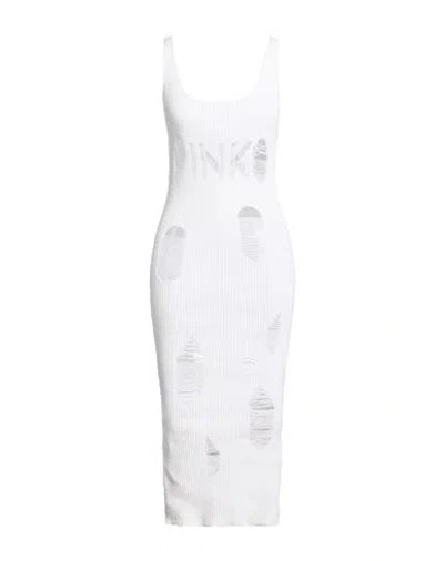 Pinko Woman Midi Dress White Size M Cotton, Polyester In White