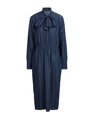 Riani Woman Midi Dress Blue Size 12 Cotton In Blue