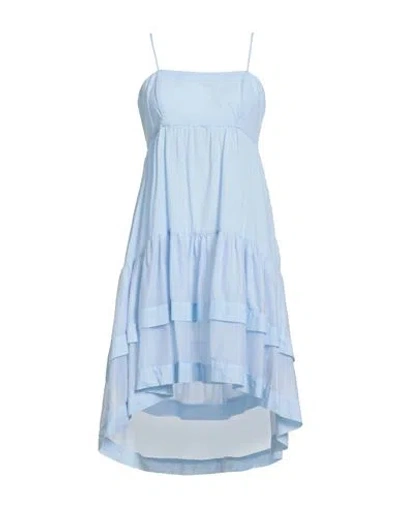 Alessia Santi Woman Midi Dress Sky Blue Size 6 Cotton, Silk In Blue