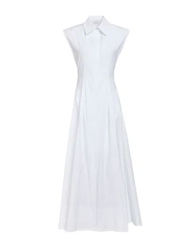 Sportmax Woman Maxi Dress White Size 10 Cotton In Gray