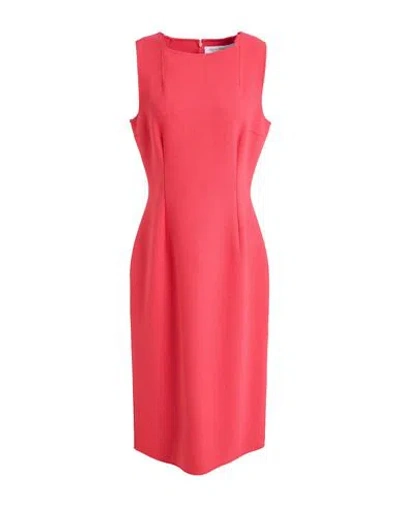 Michael Kors Collection Woman Midi Dress Coral Size 14 Virgin Wool, Viscose, Elastane In Red