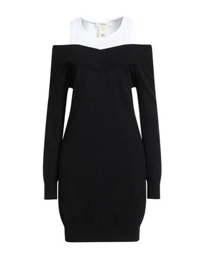 Twinset Woman Mini Dress White Size L Cotton In Black